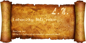 Lehoczky Nándor névjegykártya